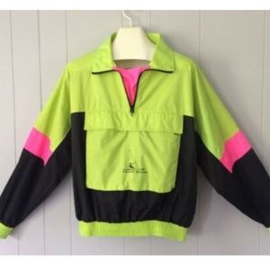 Vintage 90's 80's Fluorescent Wind Breaker Jacket